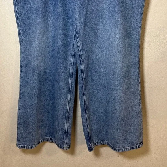 New Good American Women Jeans Indigo Acid Wash 22 Good Ease Solution Wide Leg - Picture 3 of 11